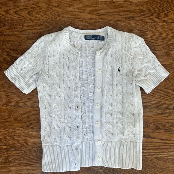 Polo Ralph Lauren White Cable Knit short sleeve Cardigan XS - Picture 4 of 8